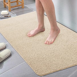 Extra Large Shower Mat, 58"x32" Large Shower Mat Non-Slip, Bathtub Mat Non-Slip, Quick Dry Bathtub Mats Soft PVC Loofah Trimmable Bathroom Rugs, Shower and Wet Areas for Tub and Bathroom,Grey
