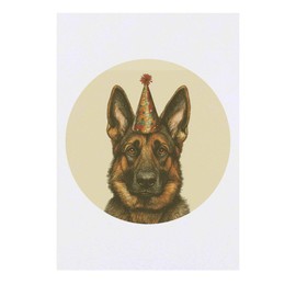 'German Shepherd with Party Hat' Temporary Tattoo - Water Resistant, Skin-Safe, Non-Toxic Transfer (TO00084017)