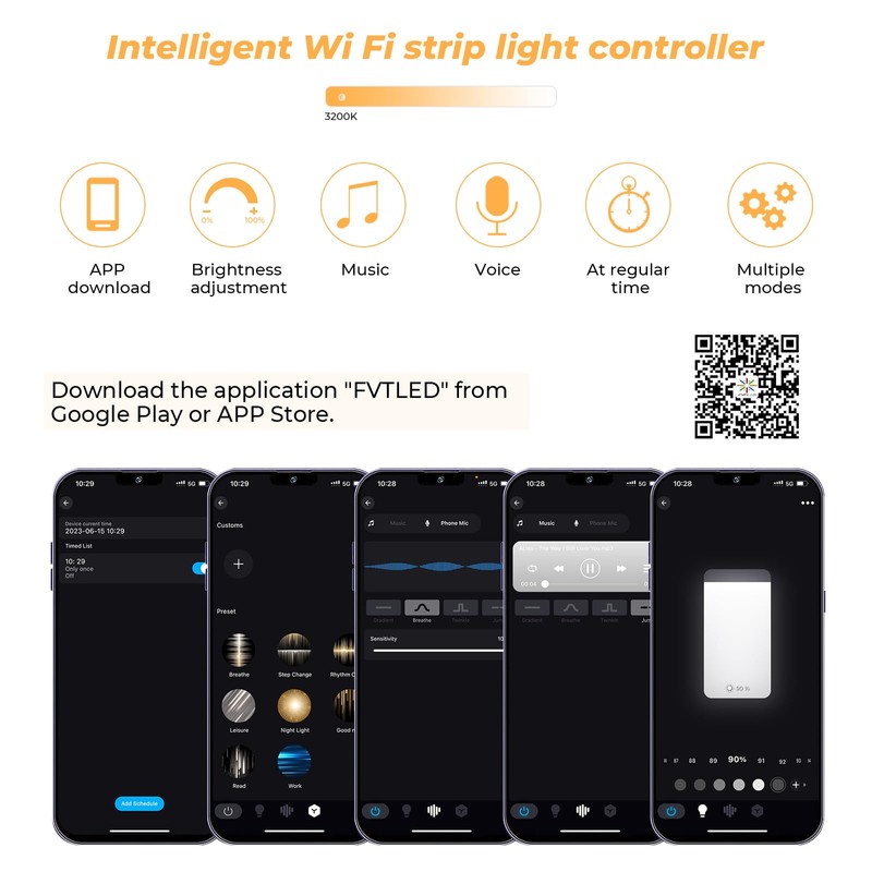 INDARUN Dimmable Led Strip Light Controller Warm White, Controlled by