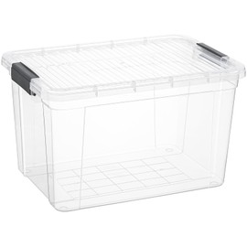 Superio Clear Storage Box with Lid, 26.5 Quart Plastic Container Bins for Organizing, Stackable Crates, BPA Free, Non Toxic, Odor Free, Organizers for Home, Office, School, and Dorm
