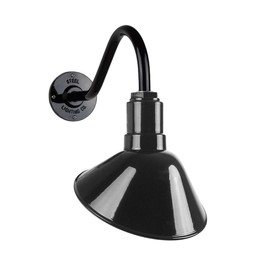 The Venice Gooseneck Sign Light | Restaurant or Accent Wall Light | Shines Light Back Towards The Wall | Barn Lighting Style for Your Modern Farmhouse (16" Gooseneck, Black)