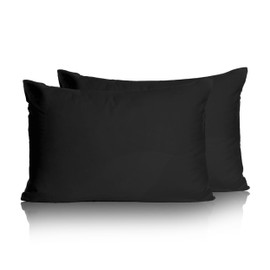 Rohi Polycotton Pillowcases 2 Pack - Easy Iron Bed Pillow Cover - Cool and Comfortable pillow case (Pillowcases, 50 x 75 cm, Black)