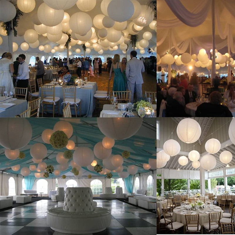 LIHAO Paper Lanterns, White Lanterns, Paper Lanterns, Pack of 10,