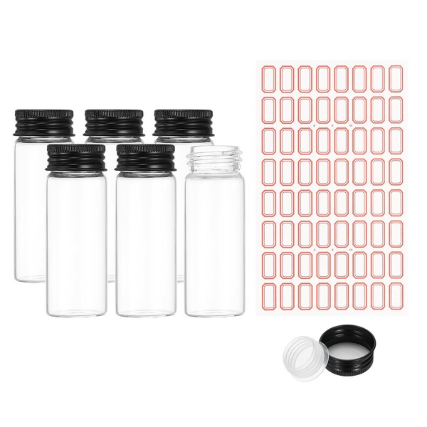 PATIKIL 40ml Test Tubes with Caps, 6Pcs 30x80mm Glass Clear