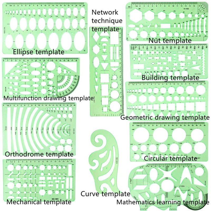 15Pcs Geometric Stencils Drawing Templates,Drawing Stencils Drafting Tools with Geometry