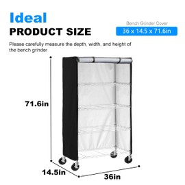 Harry Forest Waterproof Shelf Cover,600D Heavy Duty Wire Shelving Unit Cover,Shelf Display Rack Protector with Zipper,(Black). (36" L x 14.5" W x 71.6" H)