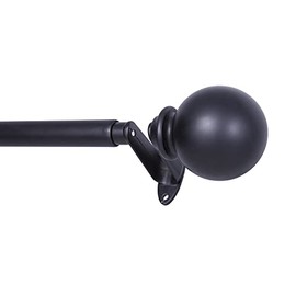 Sun Zero Philip 3/4” Decorative Room Darkening Curtain Rod, Matte Black, 66-120"