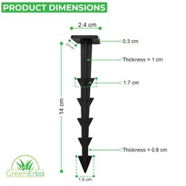 Greenerba© - Set of 25 Fixing Pegs - Plastic Ground Anchor - Premium Quality - Moisture Resistant - Temperature - 30°C to + 80°C - Mulch, Tarpaulin, Tent etc