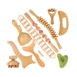 10-in-1 Wood Therapy Massage Tools – Lymphatic Drainage Massager Maderoterapia