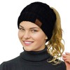 Rosoz Ponytail Beanie for Women,Winter Warm Beanie Tail Soft Stretch Cable Knit Messy High Bun Hat Black
