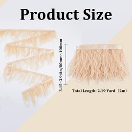 GORGECRAFT 2m Ostrich Feather Trim Fringe Craft 8~10cm Plumes Feathers with Satin Ribbon Tape Ornament Accessories for DIY Dress Sewing Clothes Accessories Costumes Decoration, Coconut Brown