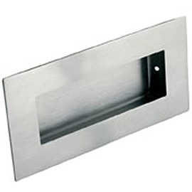 Low Profile Recessed Flush Pull - 102 x 51mm - 10mm Depth -Satin Stainless Steel | Inset Drawer Flush Pulls - Recessed Sliding Cabinet Door Pull Handle - Inset Design