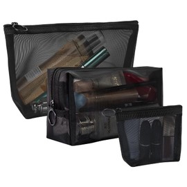 Bolsa de Tocador, 3PCS Bolsa Transparente Viaje Transpirable y Ligero, Bolsa de Maquillaje Portátiles de Gran Capacidad, Bolsa de Tocador de Viaje Multifuncionales con Cremallera Mujeres y Hombres