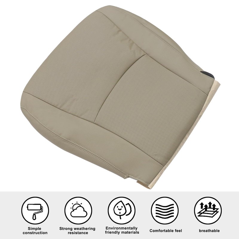 SecosAutoparts Tan Front Driver Side Bottom Perforated Microfiber Leather Seat