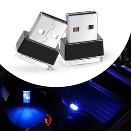 Ouzorp 2 Pcs Mini USB LED Light, Car LED Interior Lighting DC 5V Smart USB LED Atmosphere Light Laptop Keyboard Light Home Office Decoration Night Lamp,blue