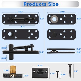 2 Pcs Stainless Steel Hidden Door Hinge, Pivot Hinge, Up to 570Lbs Load-Bearing, Hidden Door Bookcase Hinge, Heavy Duty Swinging Door Hinge 360° Rotation for Secret Door or Concealed Door