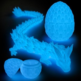 Philicoco 3D Printed Articulated Dragon Egg – Easter Basket Stuffers, Fidget Toy Gift for Kids & Adults(Glow)