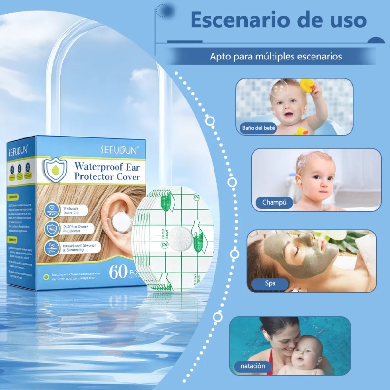 Parches Impermeables Para Oídos 60 Uds Ajuste Hermético Baño