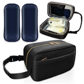 MELINON Waterproof Breastmilk Cooler Bag with 2 large Ice Packs - Insulated Travel Breastmilk Storage Cooler Bag with Buckle Hanging Handle for Daycare and Baby Travel (Black)