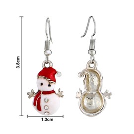 Miaija Christmas Snowman Earrings Red White Diamond Durable and Useful Women Alloy Earrings Christmas Thanksgiving Jewelry Gift for Girls Kids