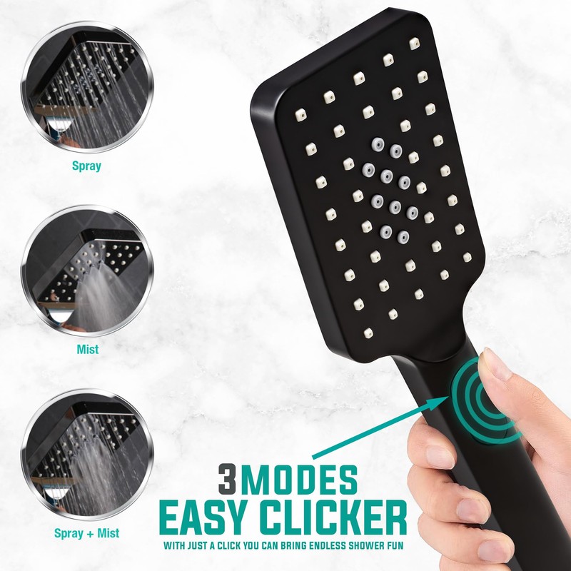 Metpure Handheld Shower Head with Easy Clicker for Multiple Sprays.