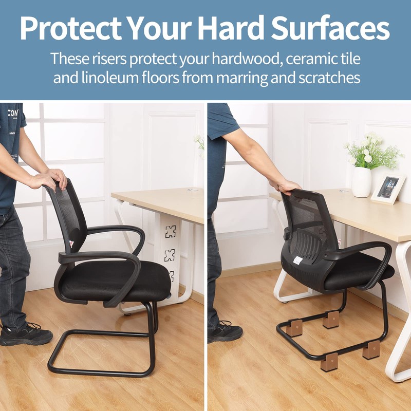 Ezprotekt Adjustable 2 Inch Chair Risers with Screw Clamp, Heavy