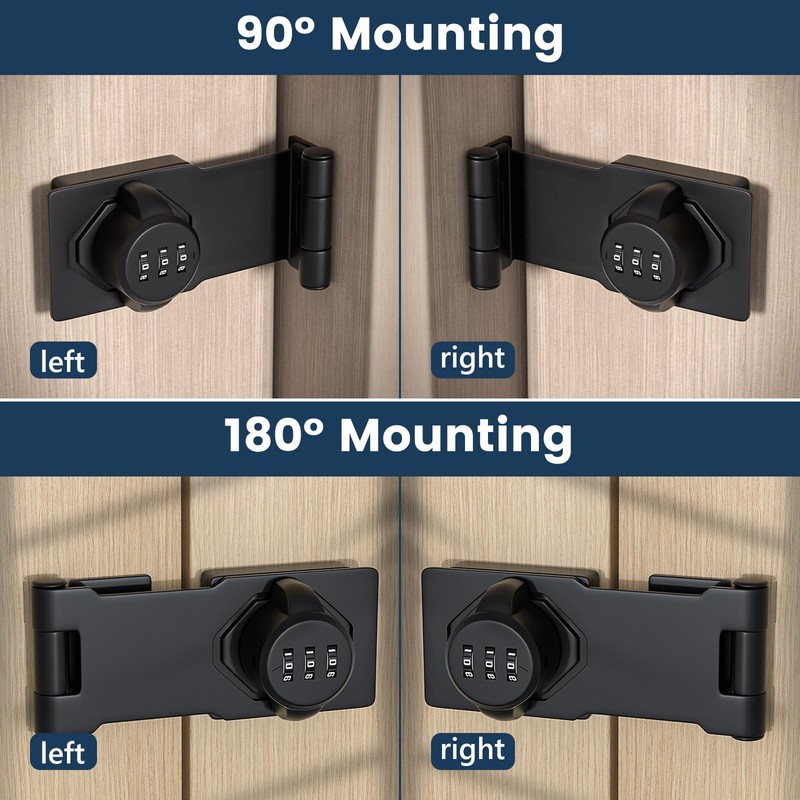 MINSHUXI Security Hasp Lockable 3-Digit Combination Lock Hasp Security Hasp