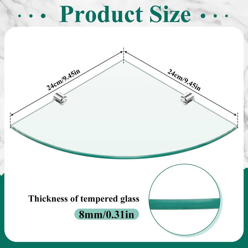 Crowye 2 Pack Glass Corner Shower Shelves 2 Tier Shelves