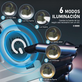 Lámpara de Camping, Lampara de Emergencia Solar 6 Modos, Lampara Recargable led Portatil, Impermeable IP65, Cargador Móvil Emergencia, con Gancho Farol de Tienda para Camping, Pesca
