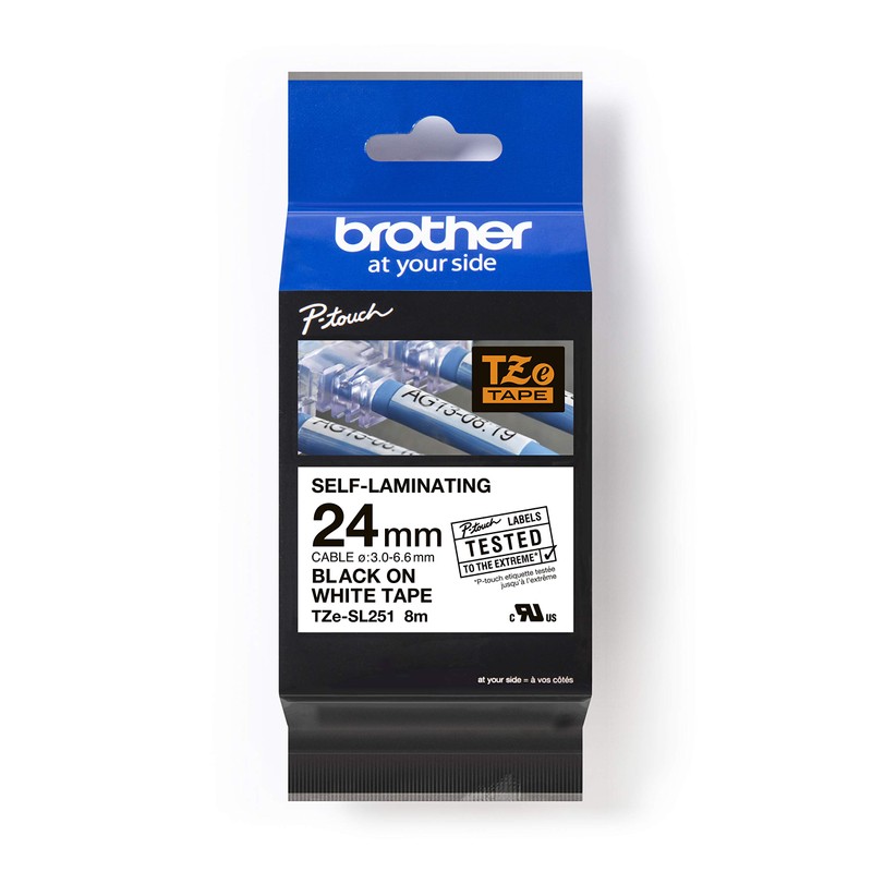 Brother Genuine Brother TZe-SL251 Self Laminating Tape Black on White