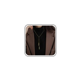 Xmsrn Vintage Long Triangle Drop Y Necklace Long Chain Tassel Y Lariat Necklace Long Chain Pull Necklace Hollow Triangle Necklace for Women