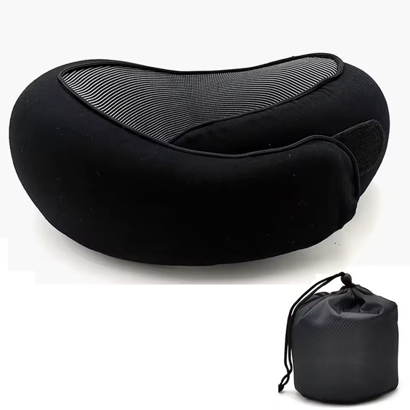 U-Shaped Memory Foam Travel Neck Pillow with Adjustable Velcro and