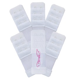 Elastic Adjustable Bra Extender 2 Hook 3 Rows Narrow Bra Band Extension (6pcs White Color (1/2" between hook center))