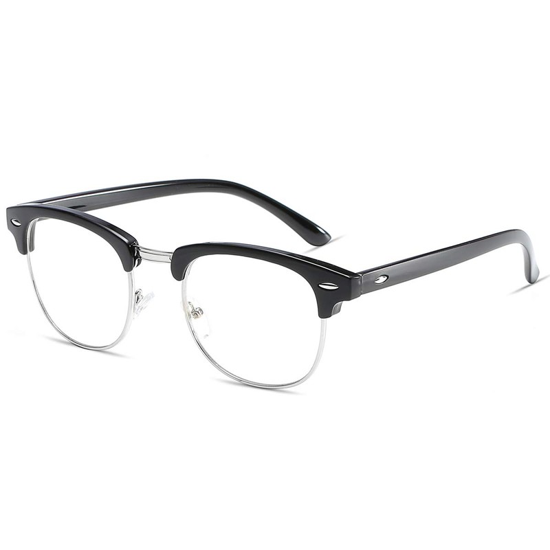 aisswzber Fashion Vintage Classic Semi-Rimless Half Frame Clear Lens Glasses