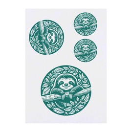 Azeeda 4 x 'Süßes Faultier' Temporäre Tattoos - Wasserfest, Hautfreundlich & Ungiftig · Transfers in Verschiedenen Größen (TO00084168)