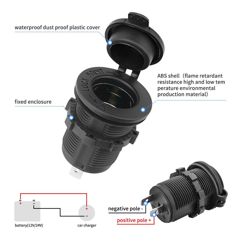 12V Car Cigarette Lighter Socket Waterproof and Dustproof plug socket