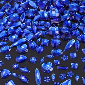 OEMOO 500 Pieces Sewing Gems Acrylic Sewing Crystal Mixed Shapes Sew On Rhinestones with Sewing Holes for Clothes DIY Crafts Costume Garment Shoes Decoration (Blue)