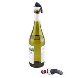 Zyliss - Tapones de botella de cierre fácil – Tapones de vino y champaña a prueba de fugas con mango largo de fácil bloqueo, agarre cómodo, sello hermético, diseño moderno en gris y rojo, duradero y