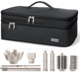 JNEWIN Hair Tools Travel Bag for Shark Flex Style Dyson Airwrap, Hair Dryer Storage Travel Case, Haircare Accessories Organizer Double Layer Design With Portable Handle & Shock Absorption