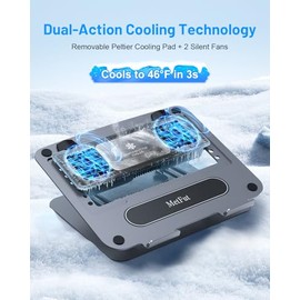 Metfut Almohadilla de refrigeración para laptop con ventilador y enfriador desmontables, altura y ángulo ajustables, base de rotación 360, marco de ac