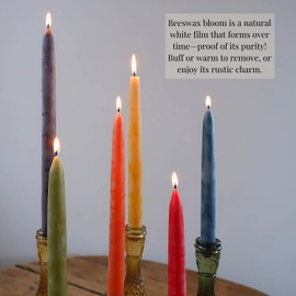 Candlestock Beeswax Taper Candles – Standard 7/8" Diameter, Pure 100% Natural USA Beeswax, Cotton Wick, Dripless, Long-Burning, Handmade in Woodstock, NY- 6 Inches - 1 Pair (2 Candles) - Natural
