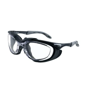 Yamamoto YS-390G Protective Glasses with Gasket Binocular Shape, High Protective Performance, Eyecup Frame, Anti-Movement, Rubber Temple/Nose Pad, Black, PET-AF (Double-Sided Hard Coat Anti-Fog), Made