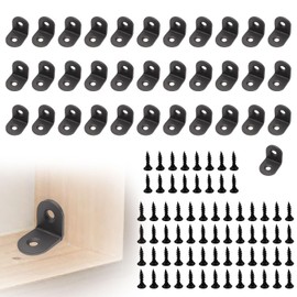 34 Pcs L Bracket Corner Bracket,Black Small Right Angle Bracket for Wood Furniture Cabinet Chair(34 Pcs 0.79 Inch with 68 Pcs Screws)