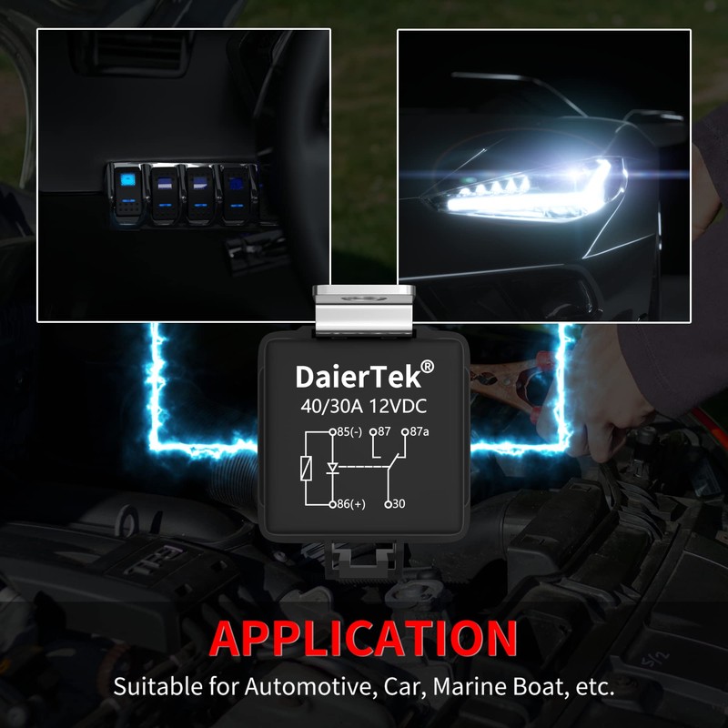 DaierTek 8 Pack 12V Relay with Built-in Diode & 12