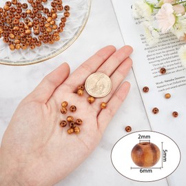 OLYCRAFT 120pcs Natural Wood Beads Small Burlywood Beads Round Wooden Loose Beads 6mm in Diameter 2mm Hole Wooden Craft Beads Macrame Beads Loose Spacer Beads for Macrame Craft Making