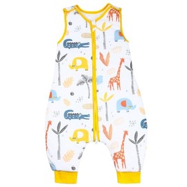 MOEMOE BABY 2.5 Tog Sleeping Bag with Legs Cotton Sleeping Bag with Feet Winter Sleep Sack Toddler Sleep Bag with Feet Thick,5-6 Years,Giraffe,100cm,XL
