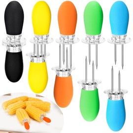 10 Pcs/ 5 Pairs Corn Cob Holders, Interlocking Design Corn Holders, Stainless Steel Corn on the Cob Holders, Corn Holders for Corn on the Cob for BBQ Camping Parties Home Cooking