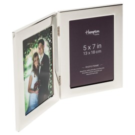 Hampton Frames WOBURN Hinged Double - 5x7 (13x18cm) Silver Picture Photo Frame Glass WA7405V