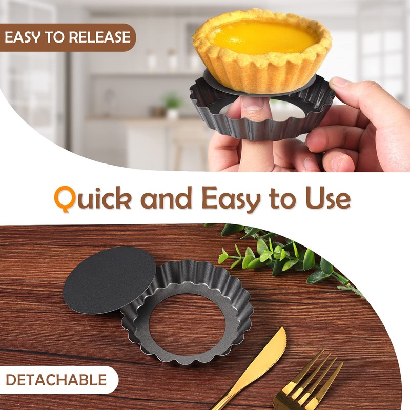 Sinnsally Quiche Pan,Flan Tins with Loose Base,Fluted Tart Tin Flan
