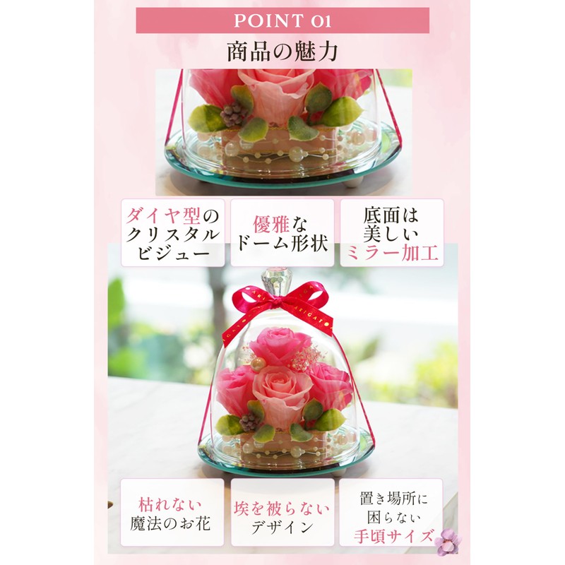 IPFA Preserved Flower, Glass Dome, Elegance, Premium (Thank You Model),